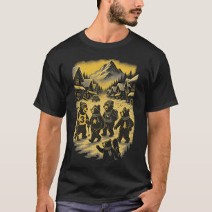 T-shirt Ours d'hiver rétros Scène de ski