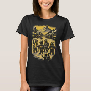 T-shirt Ours d'hiver rétros Scène de ski