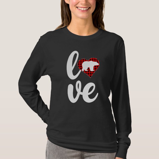 T-shirt Ours Drôle Buffle Plaid Amour Ours Saint Valentin (Devant)