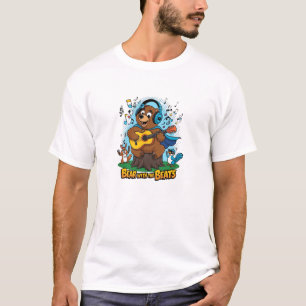 T-shirt Ours drôle Jouer de la guitare avec des amis anima