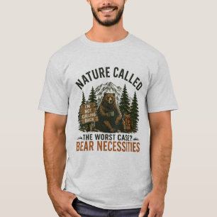 T-shirt Ours Drôle Panneau de Camping Nature a Téléphoné