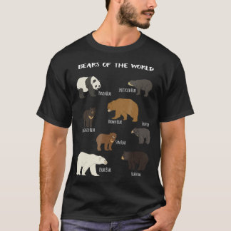 T-shirt Ours Du Monde Grizzly Ours Panda Noir Polar