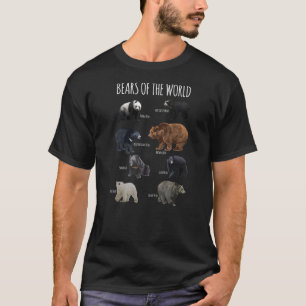 T-shirt Ours du monde Panda Polar Grizzly Black Cute
