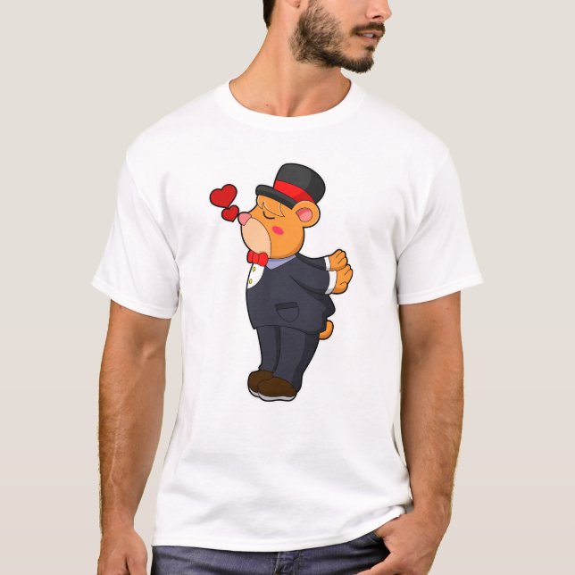 T-shirt Ours en marié avec costume et chapeau (Devant)