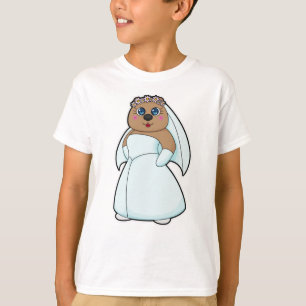 T-shirt Ours en mariée avec couronne de fleurs