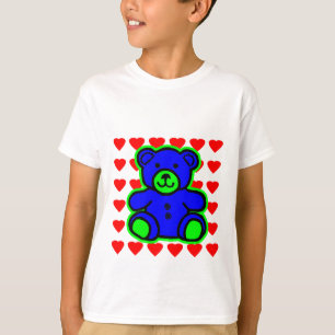 T-shirt Ours en peluche Coeurs rouges Coeurs bleus verts G