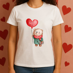 T-shirt Ours en peluche de la Saint Valentin tenant un bal
