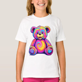T-shirt Ours en peluche hippie arc-en-ciel psychédélique c