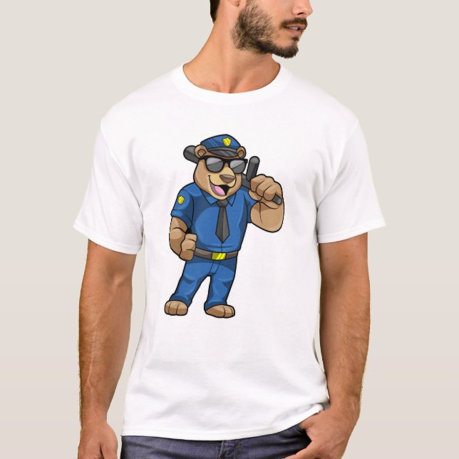 T-shirt Ours en tant qu'agent de police en uniforme de pol (Devant)