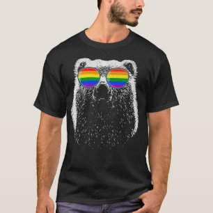 T-shirt Ours gai avec lunettes de soleil arc-en-ciel lgbt 