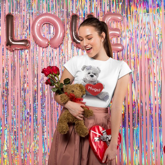 T-shirt Ours Gris Au Coeur (Teddy Bear Hugs Women's T-Shirt)