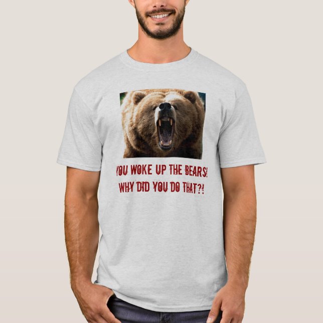 T-shirt ours gris, vous avez réveillé les ours ! Pourquoi (Devant)