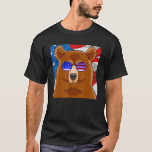 T-shirt Ours grizzli 4 juillet Patriotique Hommes Femmes U