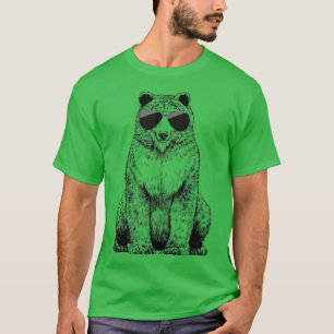 T-shirt Ours grizzli avec lunettes de soleil Bois Animal