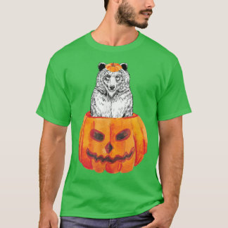 T-shirt Ours grizzli Joyeux Halloween Citrouille Woodland 