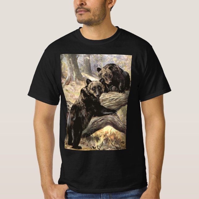 T-shirt Ours grizzlis par CE Swan, Animaux forestiers Vint (Devant)