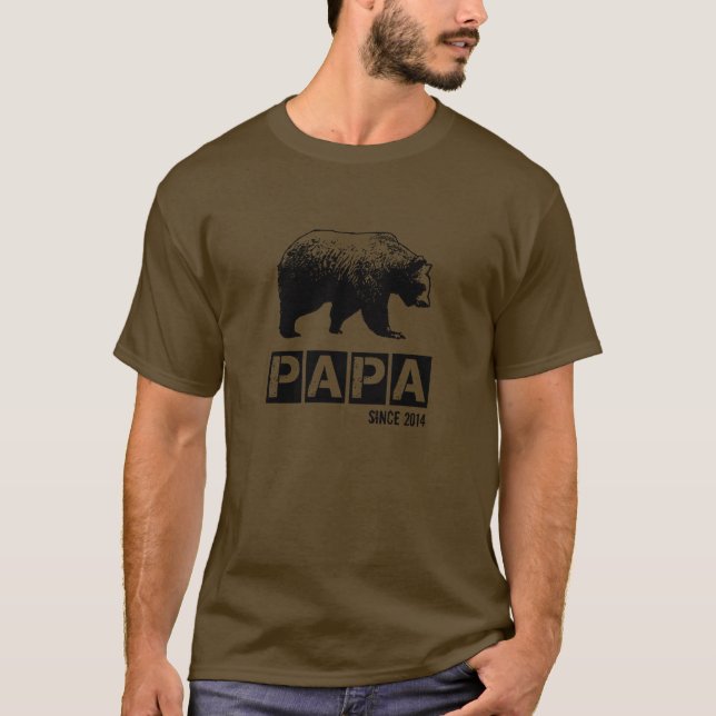 T-shirt Ours grunge de papa depuis 2014, noir (Devant)