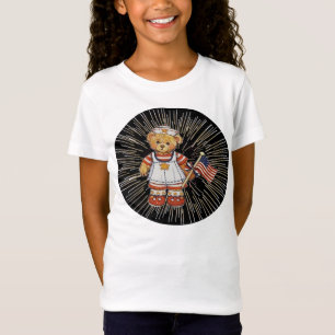 T-Shirt Ours infirmière vintage avec feux d'artifice blanc