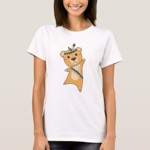 T-shirt Ours Jaune Indien Fashant Teddy Plumes mignonnes