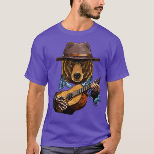 T-shirt Ours Jouer Acoustique Guitare Animal Ours Lover Gu