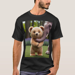 T-shirt Ours Jouer avec le tronc d'éléphant - Animaux amus