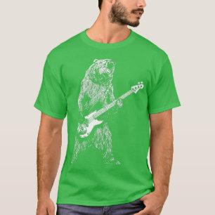 T-shirt Ours Jouer Basse Guitare pour Hommes Animal Jouer 