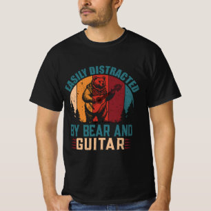 T-shirt Ours Jouer basse Retro Guitare Ours Guitariste Tee