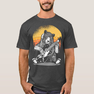 T-shirt Ours Jouer Guitare Grizzly Ours 1
