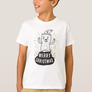 T-shirt Ours joyeux Noël noir or dessin animé drôle