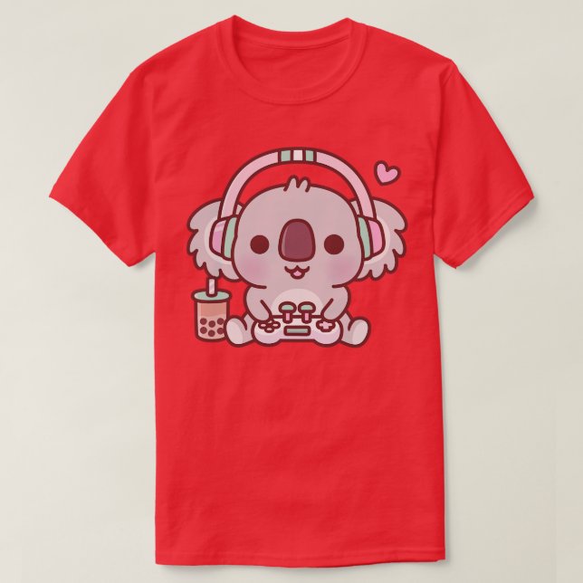 T-shirt Ours Koala Cute Avec Casque Et Console De Jeu (Design devant)