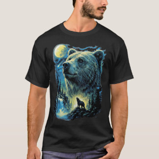 T-shirt Ours majestueux sous l'art de la faune au clair de