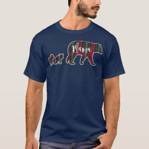 T-shirt Ours Mama avec deux 2 Cubes Tartan Plaid Blue Gree