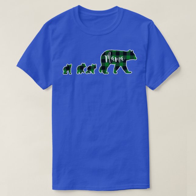 T-shirt Ours Mama avec trois 3 Cubes Buffle Vert Noir Ch (Design devant)