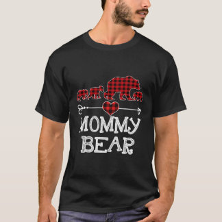 T-shirt Ours maman Pyjama Rouge Plaid Buffalo Famille Cade