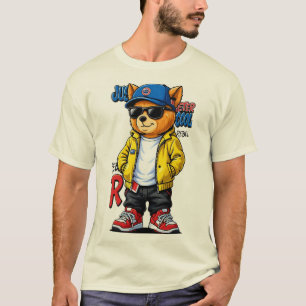 T-shirt Ours mascotte de la mode urbaine de rue cool Reb