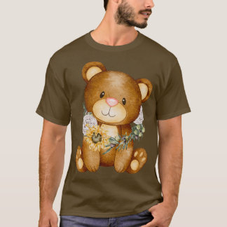 T-shirt ours mignon avec tournesol
