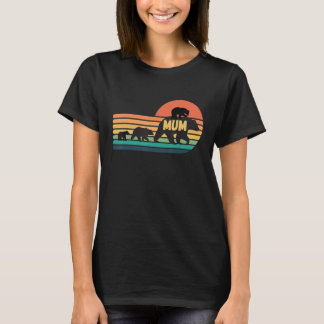 T-shirt Ours Mum Avec Cubes Vintage Coucher De Soleil Rétr
