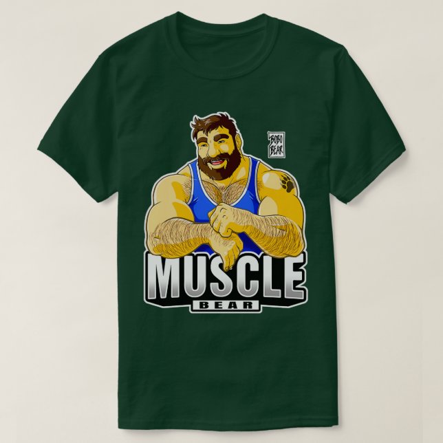 T-SHIRT OURS MUSCLE BLEU OUTFI (Design devant)