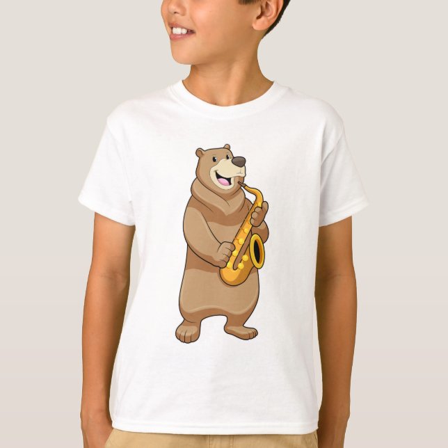 T-shirt Ours musicien avec saxophone (Devant)