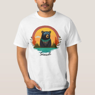 T-shirt Ours noir en costumes amérindiens