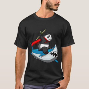 T-shirt Ours Panda à Cheval sur un Requin