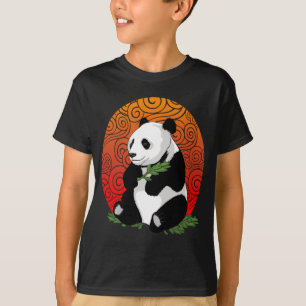 T-shirt Ours panda artistique mangeant l'illustration de