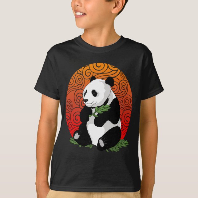 T-shirt Ours panda artistique mangeant l'illustration de (Devant)