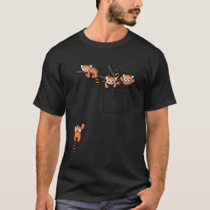 T-shirt Ours Panda Rouge Jouant Poche