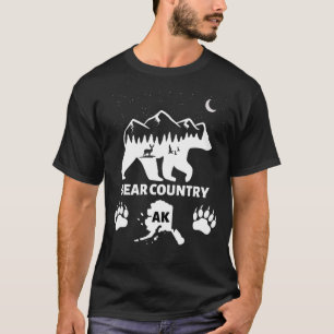 T-shirt Ours Pays Alaska Grizzli Ours Avec Deer Mountai