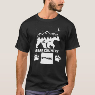 T-shirt Ours Pays Wyoming Grizzly Ours Avec Deer Mounta