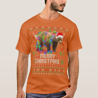 T-shirt Ours Père Noël Animal Noël Arbre Lumières Vacances