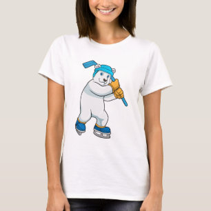 T-shirt Ours polaire au hockey sur glace avec bâton