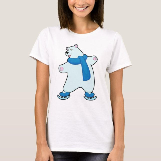 T-shirt Ours polaire au patinage sur glace avec Ecarf (Devant)