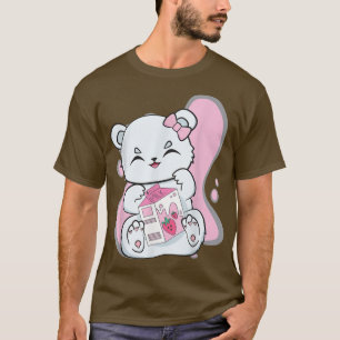 T-shirt Ours Polaire Boba Fraise Lait Thé Cute Anime Kaw